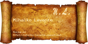 Mihalko Levente névjegykártya
